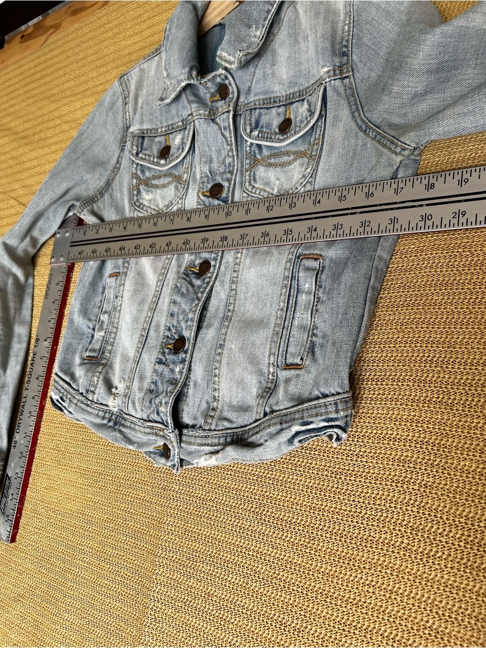 Abercrombie & Fitch Light Blue Distressed Denim Jacket 100% cotton - Picture 4 of 9